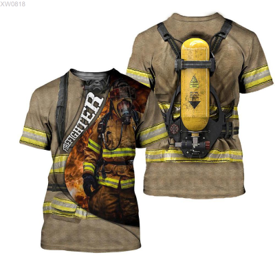 PLstar (สต็อกเพียงพอ) 2023 NEW Cosmos 3DPrint New Fashion FireFighter Firemen Fire Hero Men and Women Harajuku Streetwear Funny Short Sleeve Tshirts-a1คุณภาพสูง size:S-5XL