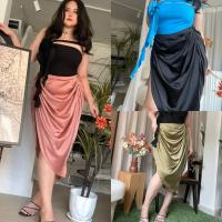 Molli.bkk : Mera Skirt  กระโปรงผ้าซาติน สาวอวบ XL-4XL