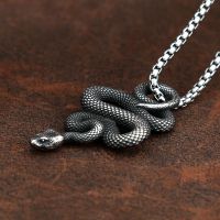 Vintage Snake Pendant Necklace For Men Fashion Punk Stainless Steel Gothic Animal Biker Necklace Jewelry Gift Dropshipping