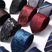 Fashion Slim Skinny 6cm Neckties Classic Mens Stripe Plaid Floral Wine Blue Wedding Ties Jacquard Woven 100% Silk Men Neck Ties Ties