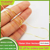 YHAMNI 45ซม. 1มม. สร้อยคอ Inoxidable ผู้หญิงสีเหลืองทองงู Chain Fit จี้เครื่องประดับทุกวันอุปกรณ์เสริมสร้อยคอ