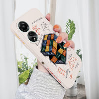 เคสสำหรับ OPPO A78 4G สูตรทางคณิตศาสตร์เคสโทรศัพท์ดีไซน์ด้านข้างทรงลูกบาศก์ปลอกซิลิโคนของเหลวรูปแบบขอบสี่เหลี่ยมคลุมทั้งหมดเคสกล้อง