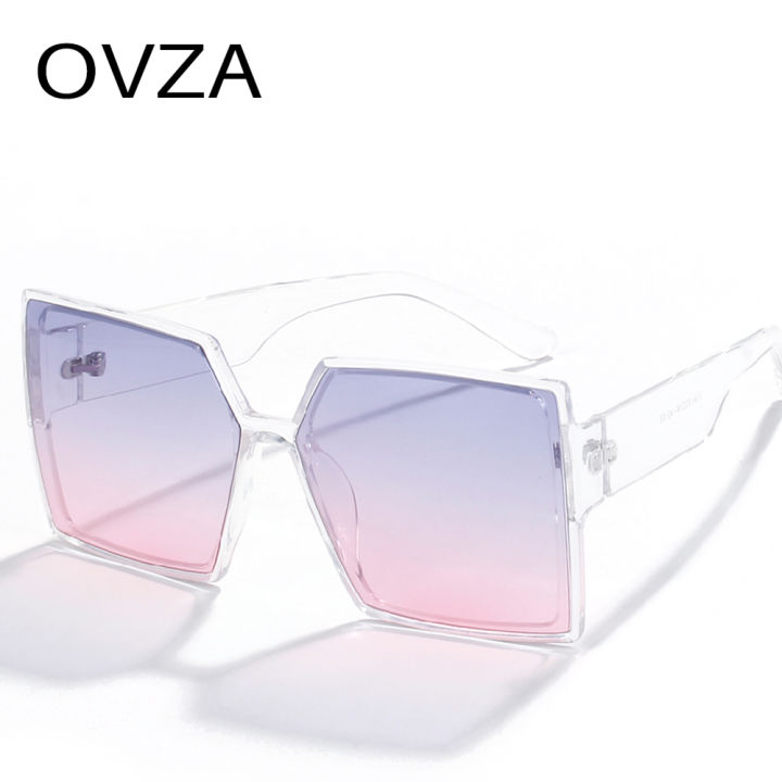 ovza-แฟชั่นแว่นตากันแดดขนาดใหญ่ผู้หญิงสี่เหลี่ยมผืนผ้าไล่ระดับสีแว่นตาสีชมพู-2022-ใหม่-anti-uv-s4058