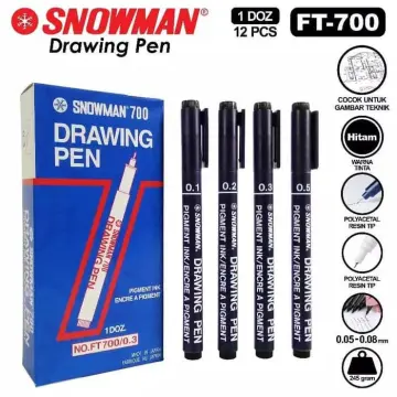 Snowman Drawing, Zentangle & Manga Pens - Black - 0.4 - Pack 3