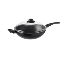 Wok with lid, black 28 cm.