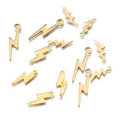 50Pcs/Lot Raw Brass Lightning Bolt Charms Tiny Lightning Flash Thunderstorm Pendant for Diy Bracelet Necklace Jewelry Making