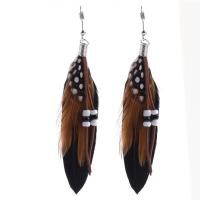 tr1 Shop Bohemian Korean Alloy Fashion Personality Elegant Feather Tassel Gauze Earrings Earrings