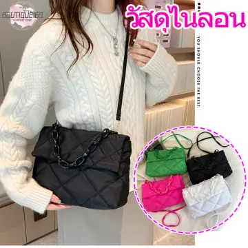 Chain Crossbody Square Bags Nylon Flap Ladies Shoulder Bags Fashion Quilted  All-match Winter Large Capacity for Girls Shopping