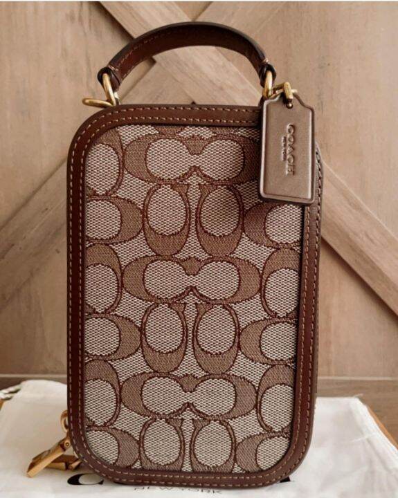 Original Coach 4866 Alie Camera Bag In Signature Jacquard Brown