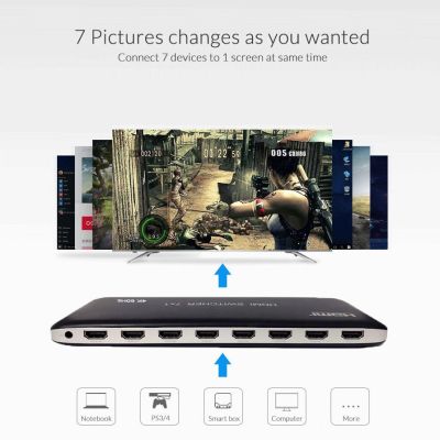4K 60HZ 3X1 4X1 7X1สวิตช์ HDMI ตัวสลับสัญญาณ HDMI 2.0ตัวแปลงวิดีโอสัญญาณเสียง7 4 3 IN 1สำหรับ PS3 PS4 XBOX พีซีไปยังทีวี HDTV