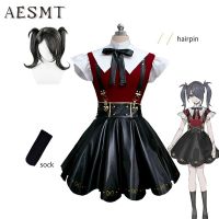 Anime NEEDY GIRL OVERDOSE Angel-Chan Cosplay Costume Punk Girls Gothic Lolita Black Faux Leather Strap Dress Halloween Unisex