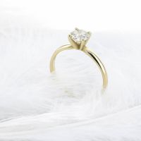 Solid 10K Yellow Gold Round Brilliant Cut 0.5 Ct Moissanite 4 Prong Ring Solarite Lab Diamond Engagement Ring For Women