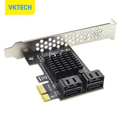 [Vktech] 4พอร์ต SATA III การ์ด PCIe 6Gbps SATA 3.0ไปยัง PCI-E อะแดปเตอร์1X ที่มีวงเล็บ