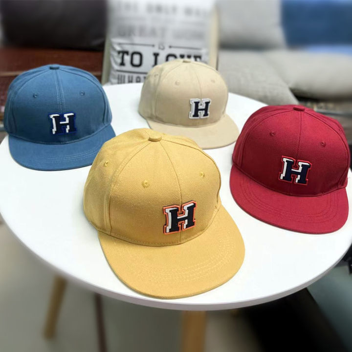 ในสต็อก-h-เด็กเด็กสาวฝ้าย-snapback-หมวกหมวกเบสบอลแฟชั่นญี่ปุ่นและเกาหลีอินเทรนด์ฤดูใบไม้ผลิและฤดูใบไม้ร่วงหมวกดวงอาทิตย์