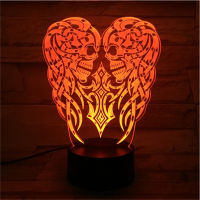 3D LED Night Light Color Changing Lamp Halloween Skull Light Acrylic 3D Hologram Illusion Table Lamp for Kids Gift Nightlight
