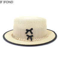 2022 Summer Elegant Flat Brim Sun Hats For Women Chapeau Feminino Outdoor Travel Beach Straw Hat Temperament Dress Jazz Hat