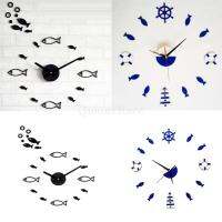 Fashion Wall Clock Rudder Tower Small Fish DIY Mute Clock