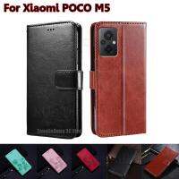 [ร้อน] ปกคลุม Poco เคส M5กระเป๋าสตางค์ Magentic เคสป้องกันกระเป๋าเก็บบัตรสมุดโทรศัพท์สำหรับ Carcasas Xiaomi Poco M5 M 5 6.58 "Mujer