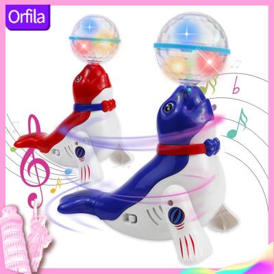 Top Ball Sea Lion Puppy Electric Toy Rotatable Electric Musical Singing Dog Seal Toy Christmas Gifts for Friends and Kids