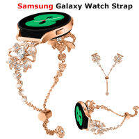 สายนาฬิกาสไตล์ Ins 20Mm สำหรับ Samsung Galaxy Watch 6/5/4 40Mm 44Mm สแตนเลสสายเหล็กโลหะแข็งพร้อมเพชรสร้อยข้อมือรูปโบว์สำหรับ Galaxy Watch Classic 6/5/4 Band