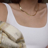 Tarnish Free Stainless Steel 18K Gold Plated Short Herringbone Chain Choker Necklaces For Women Minimalist Gold Chain Necklace