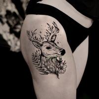 【hot】❡◇✉  Temporary Sticker deer leaf flower star totem tatto stickers tatoo fake tattoos big size for women men