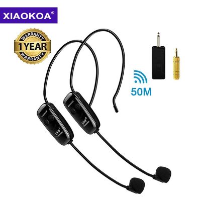 XIAOKOA Wireless Microphones Headset UHF Dual Wireless Mic 2 Wireless Mics 1 Receiver Headset and Handheld 2 In 1 Rechargeable