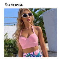 SAY MORNING Bikini Set Swimwear Split High Waist Multicolor Leaves Leaf Printed Underwire Womens Swimsuit Bathing Suit Swim