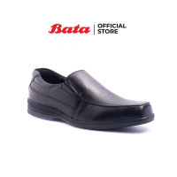 Bata MENS Formal LEATHER รองเท้าลำลองชาย หนังแท้ แบบสวม หัวมนแบน สีดำ รหัส 8546327 Menformal