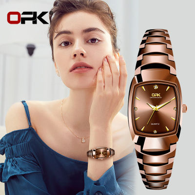 OPK นาฬิกาสี่เหลี่ยมสำหรับผู้หญิง,นาฬิกาข้อมือแบรนด์หรูกันน้ำของแท้2022