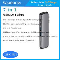 [COD]Woohubs ยี่ห้อ Smart 7 In 1คอมพิวเตอร์ Type-C ฮับ3.0 USB ชาร์จและถ่ายโอนข้อมูลพอร์ตบัตร TF SD สำหรับ MacBook Pro USB C ฮับต่อพ่วงสำหรับโน้ตบุ๊คอุปกรณ์เสริมมัล