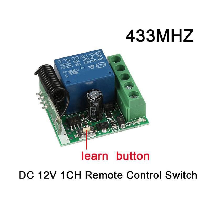 DC 12V 433Mhz 1CH Wireless RF Relay Remote Control Switch Receiver Module Black 