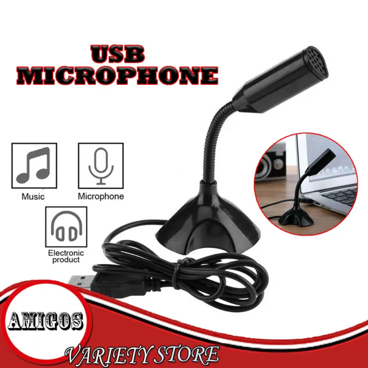 Stand Mic for Desktop PC Adjustable USB Laptop Microphone Mini Studio