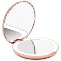 [Chujian home furnishing]  LED Travel Makeup Mirror3.5inch Lighted Mirror3X กระทัดรัดกระจกข้างแบบพกพาสำหรับพกพา