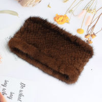 Knitted Warmer 100Natural Real Mink Fur Scarves Lady Genuine Fur Ring Bandana Fashion Girl Good Elastic Mink Fur HeadBands