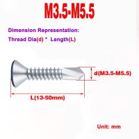 304 kepala bor ekor sekrup baja tahan karat/kepala datar sekrup Phillips M3.5-M5.5