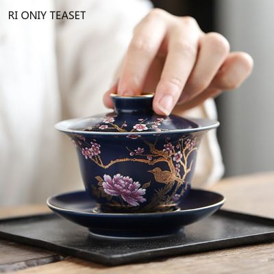 } ”| 》? ถ้วยน้ำชาเซรามิคเคลือบหรูสไตล์พระราชวัง150มล. ถ้วยน้ำชากายันถ้วยน้ำชาลายดอกไม้วาดด้วยมือสำหรับเดินทางถ้วยชาน้ำชาที่บ้าน