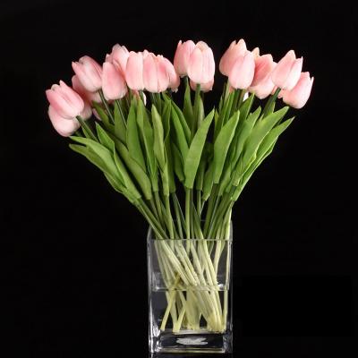10Pcs ดอกทิวลิปยางให้ผิวสัมผัสเหมือนจริงสำหรับช่อดอกไม้ตกแต่งงานแต่งคุณภาพดีที่สุดดอกไม้ (สีชมพู Tulip)