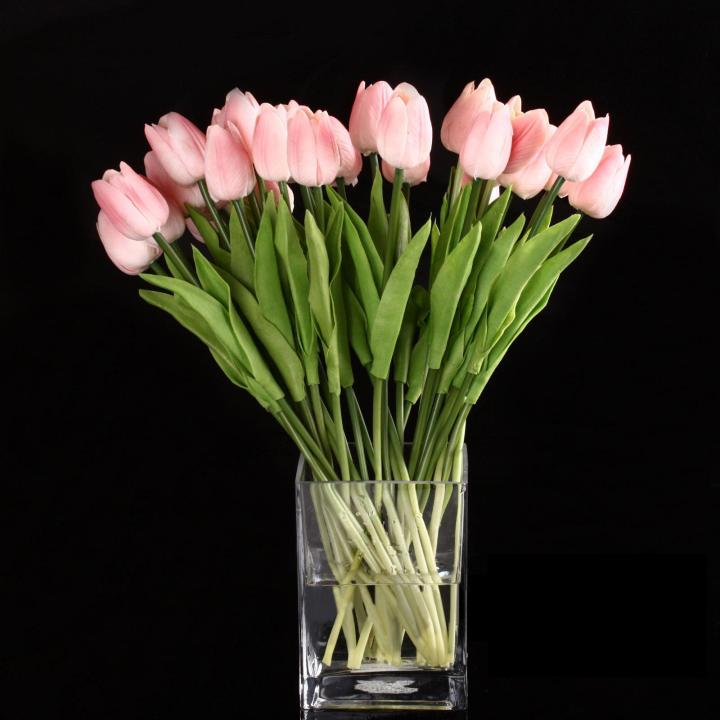 10pcs-ดอกทิวลิปยางให้ผิวสัมผัสเหมือนจริงสำหรับช่อดอกไม้ตกแต่งงานแต่งคุณภาพดีที่สุดดอกไม้-สีชมพู-tulip