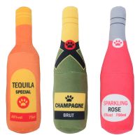 Dog Plush Toys Pet Squeaky Printed Champagne Tequila Bottle Shape Toy Dog Bite-Resistant Clean Teeth Chew Toy Pet Supplies Toys