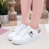 Korean Trendy Women printed shoe Flat PU Leather Sneaker