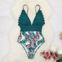 New Style Women Floral Triangle Bikini Set Fashion Swimsuit Black Print Monokini