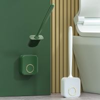 [COD] Punch-free wall-mounted long handle toilet brush set without dead corner cleaning with base silicone