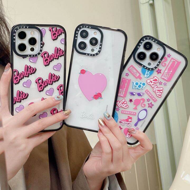Original CASETiFY Barbie Heart Logo Sticker Hard Case For iPhone 11 12