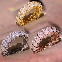 New Luxury Female White Crystal Stone Ring Rose Gold Silver Wedding 925 Silver Ring Female Cute Oval Zircon Engagement Jewelry