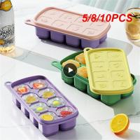 5/8/10PCS Ice Block Mold With Lid Summer Ice Box Reusable Household Ice Grid Kitchen Diy Accessories Ice Maker Internet Red Ice Maker Ice Cream Moulds