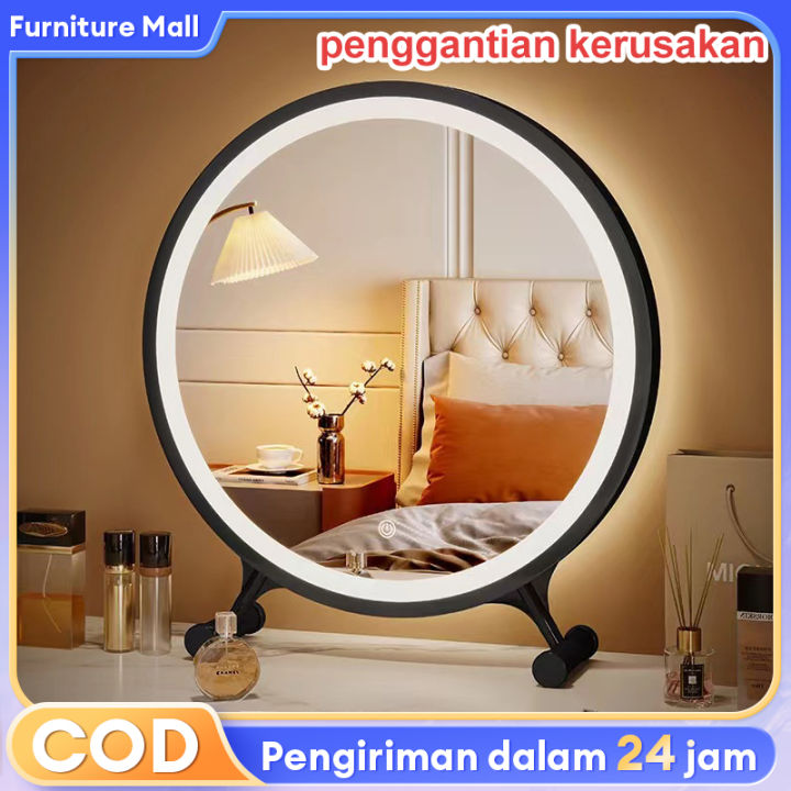 Cermin Rias Makeup Kaca Lampu Led Mirror Touch Screen Rechargeable 40cm Lazada Indonesia 1678