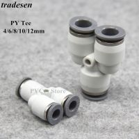 1pc Pipe Joint Plastic Pneumatic Connector Fitting Quick Push For Air Water Connecting PY PW Connect 4 6mm 8mm 10mm 12mm Y Shape Pipe Fittings  Access