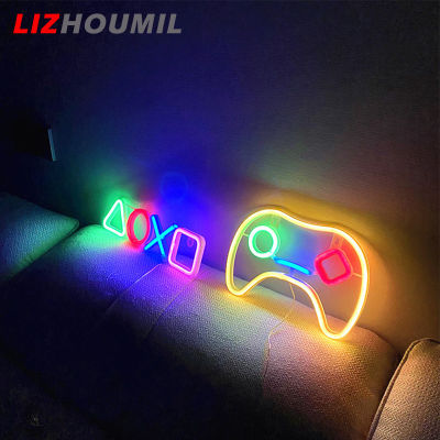 LIZHOUMIL โคมไฟสร้างบรรยากาศพื้นหลังรูปไอคอนเกมไฟนีออน Led 5V สำหรับตกแต่งห้องนอนเด็กบาร์ Ktv