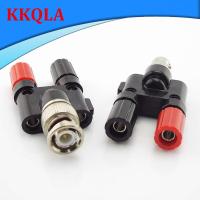 QKKQLA BNC Male to Dual 4mm Banana BNC Female Jack Coaxial Connector RF Audio Adapter